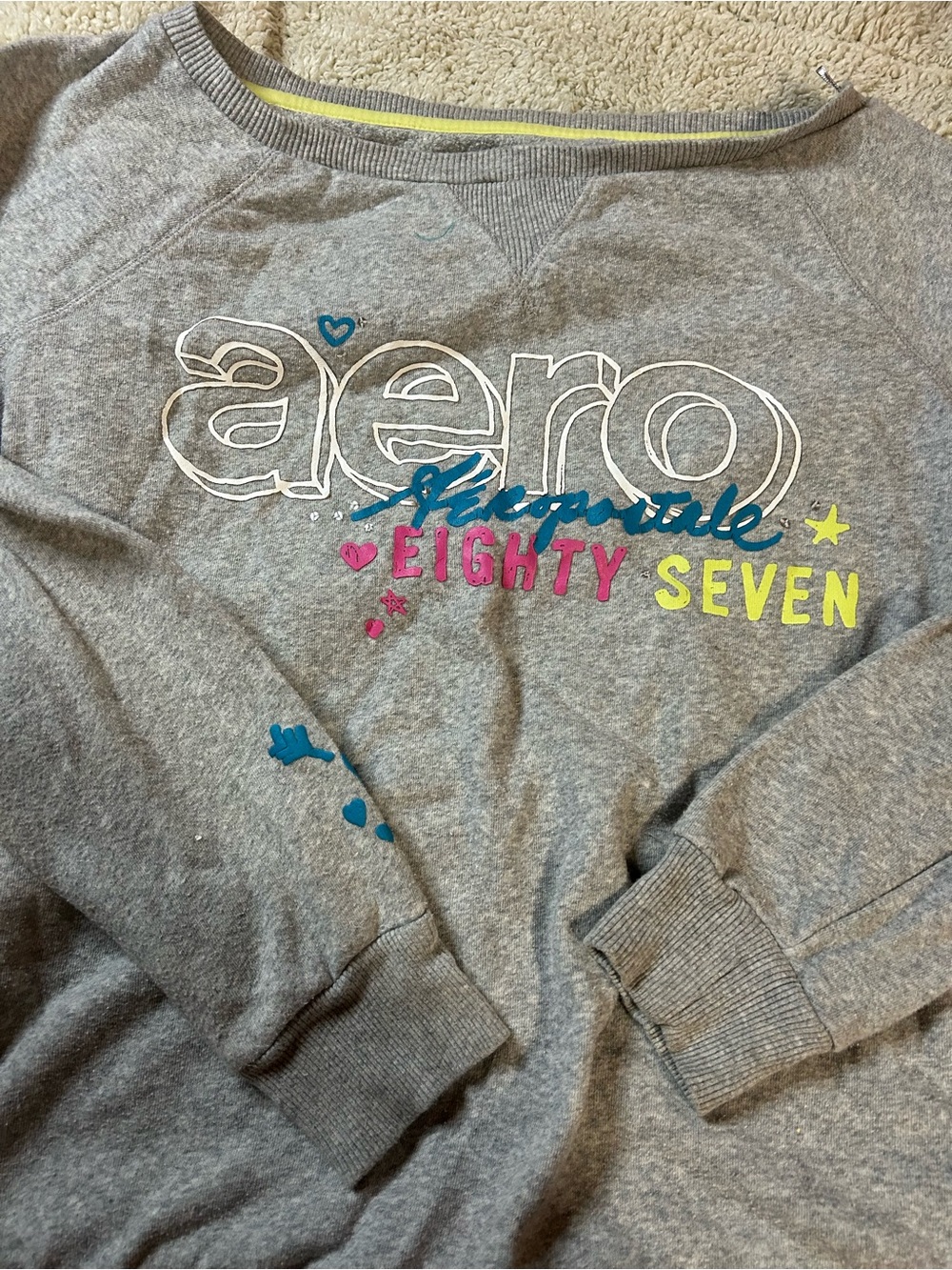 Aeropostale Women's Gray Crewneck Sweatshirt - Eighty Seven Graphic